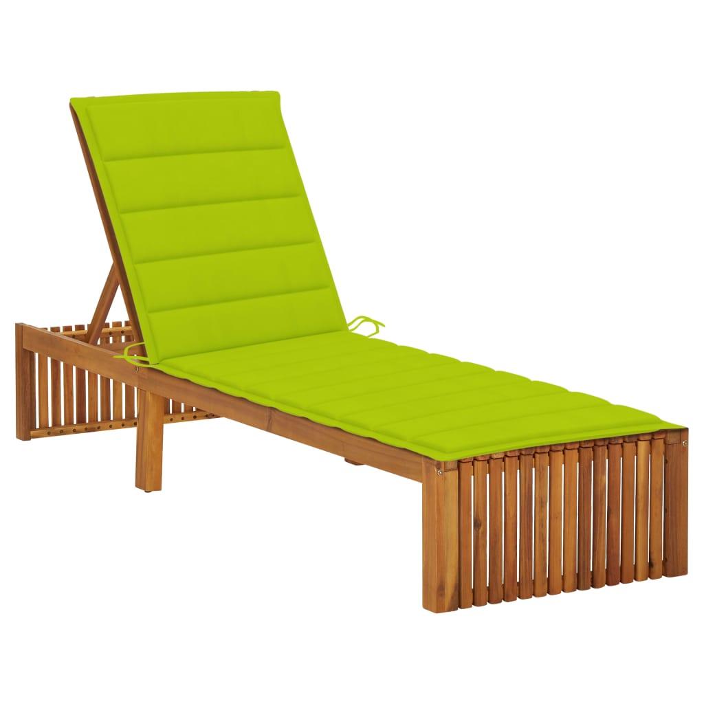 Bain de soleil avec coussin en bois d'acacia massif