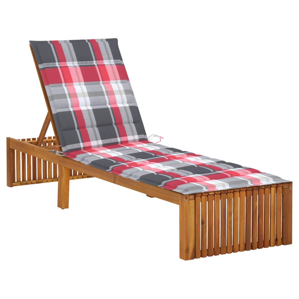 Bain de soleil avec coussin en bois d'acacia massif