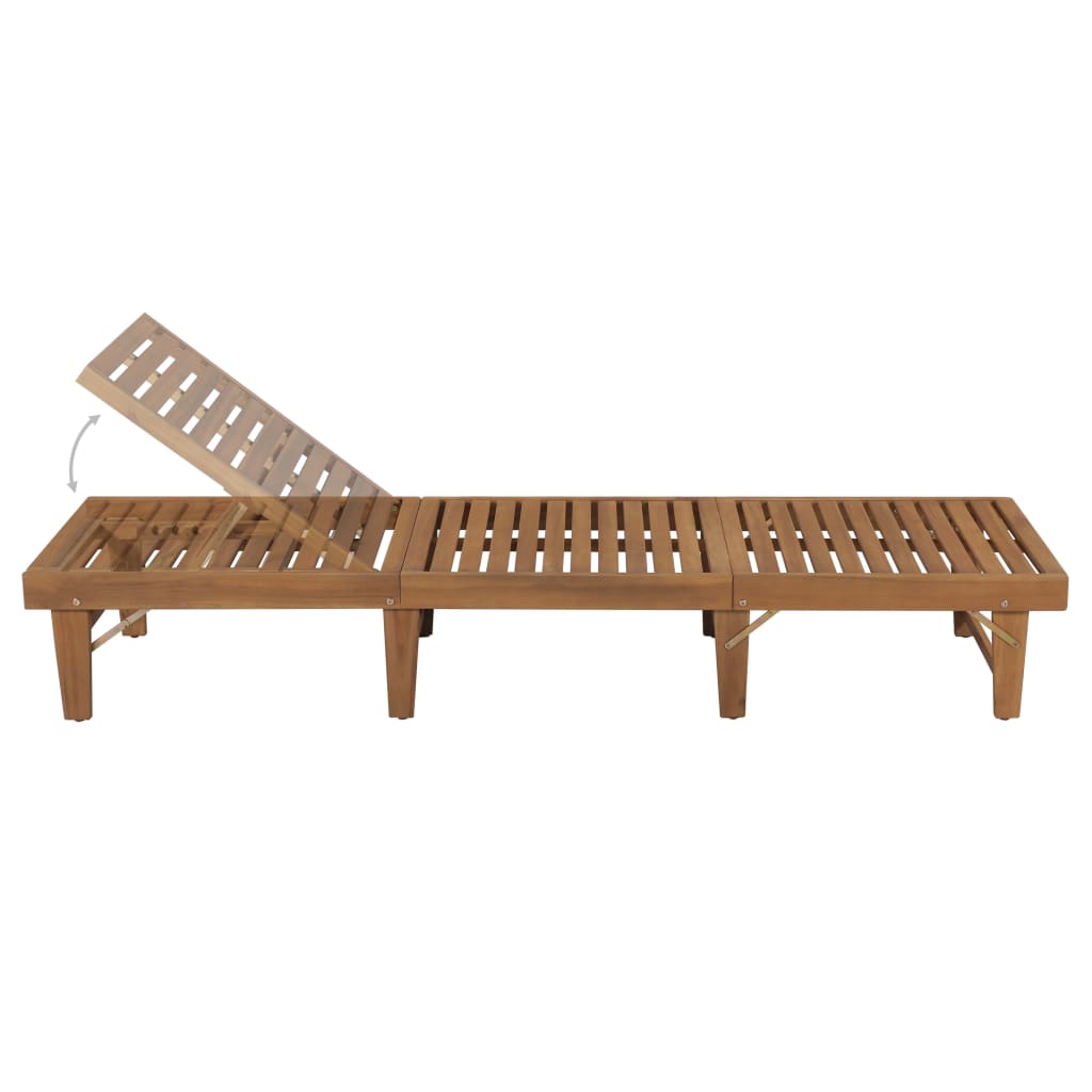 Chaise longue pliable avec coussin en bois d'acacia massif