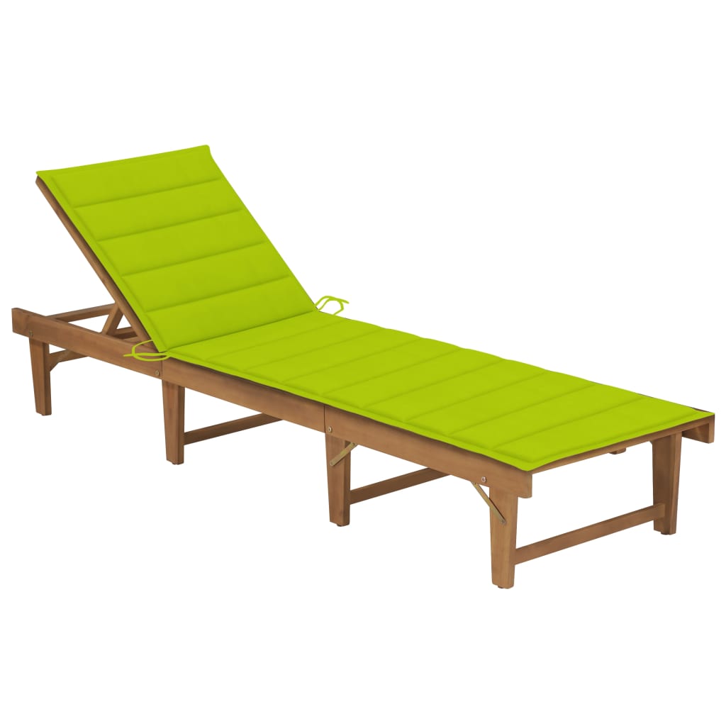 Chaise longue pliable avec coussin en bois d'acacia massif