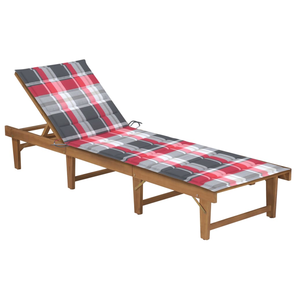 Chaise longue pliable avec coussin en bois d'acacia massif