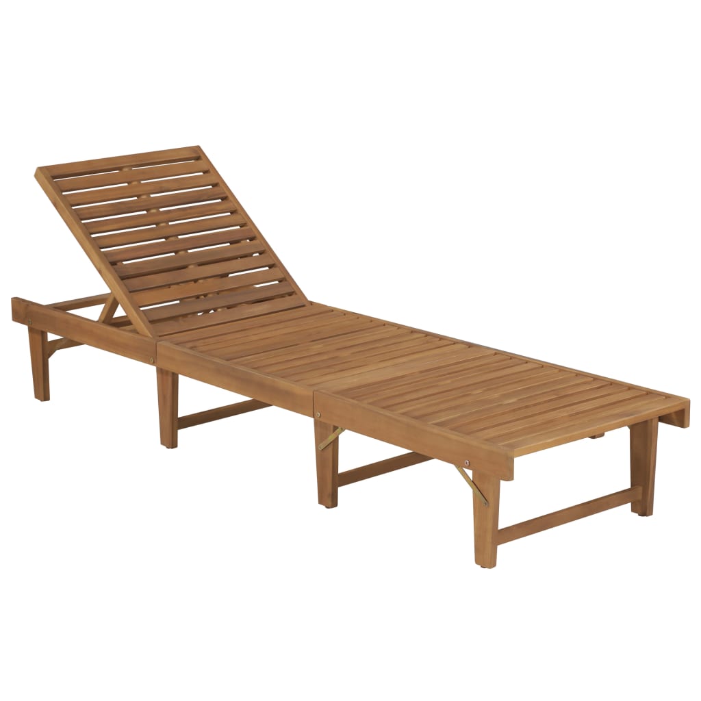 Chaise longue pliable avec coussin en bois d'acacia massif