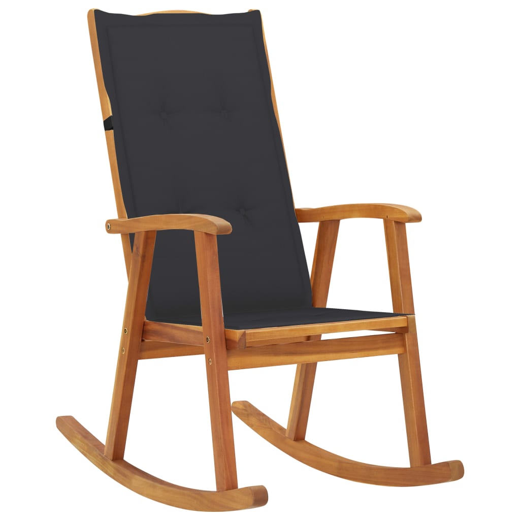 Rocking chair avec coussins en bois d'acacia massif