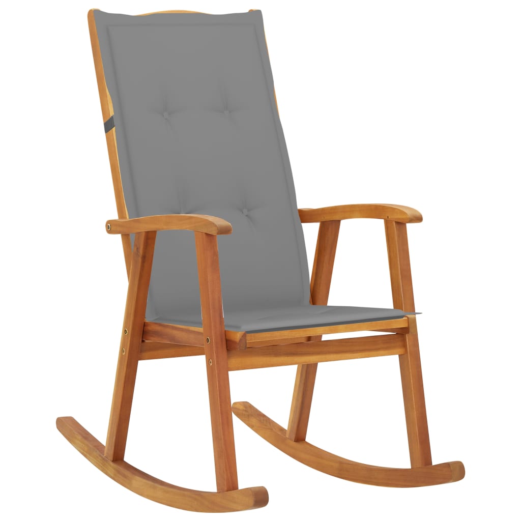 Rocking chair avec coussins en bois d'acacia massif