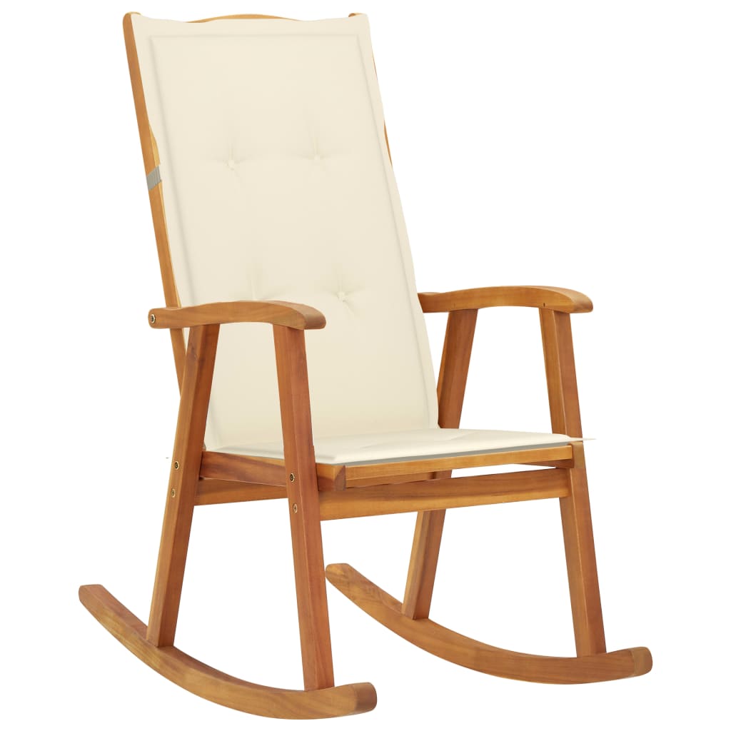 Rocking chair avec coussins en bois d'acacia massif