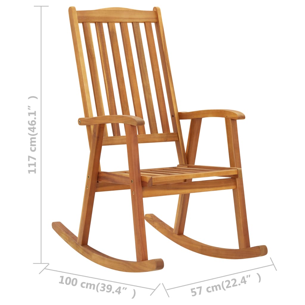 Rocking chair avec coussins en bois d'acacia massif