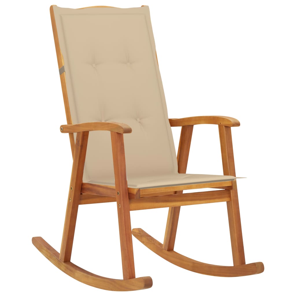 Rocking chair avec coussins en bois d'acacia massif