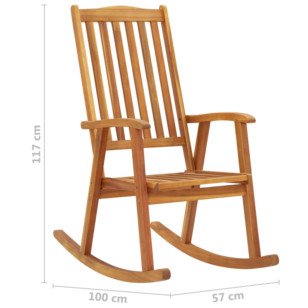 Rocking chair avec coussins en bois d'acacia massif