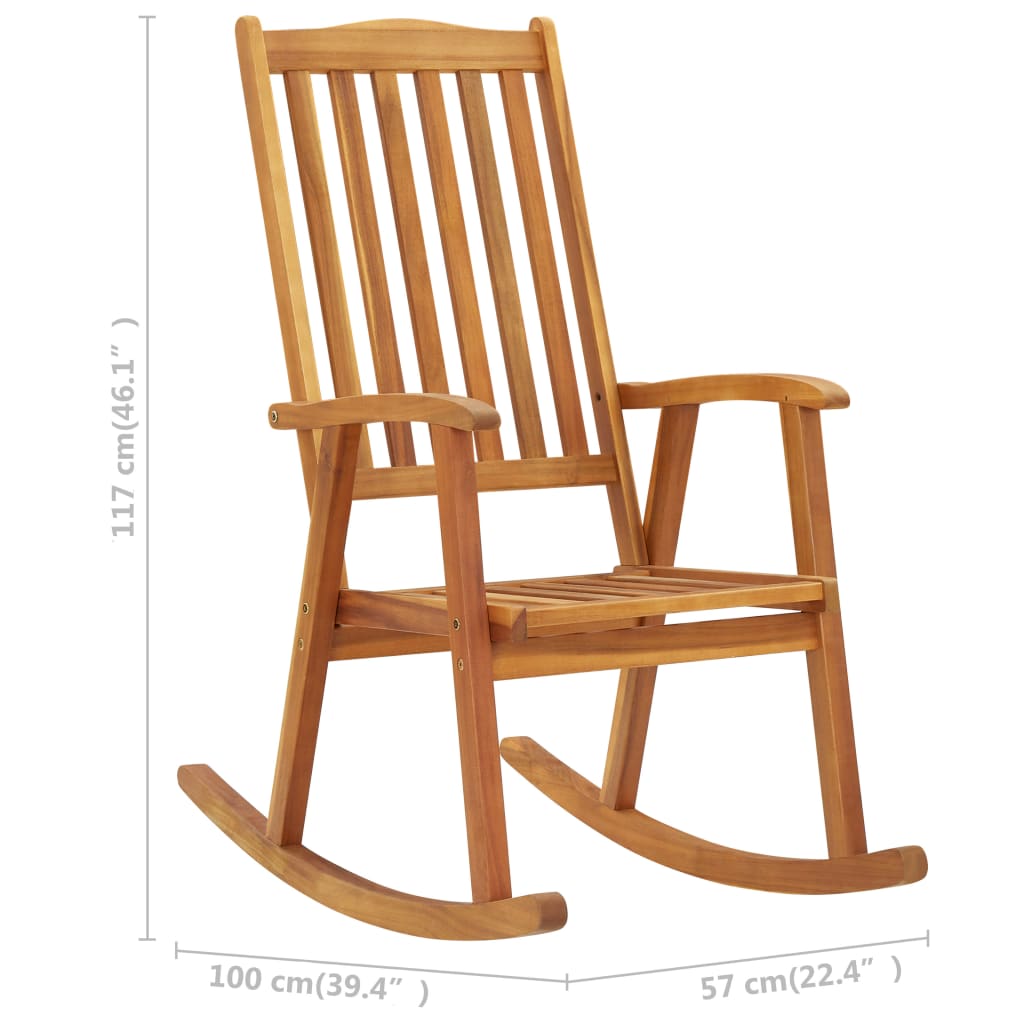 Rocking chair avec coussins en bois d'acacia massif