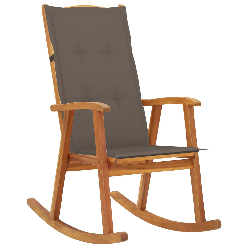 Rocking chair avec coussins en bois d'acacia massif