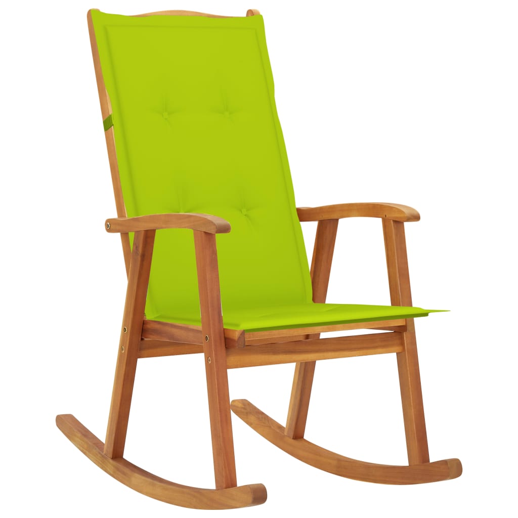 Rocking chair avec coussins en bois d'acacia massif