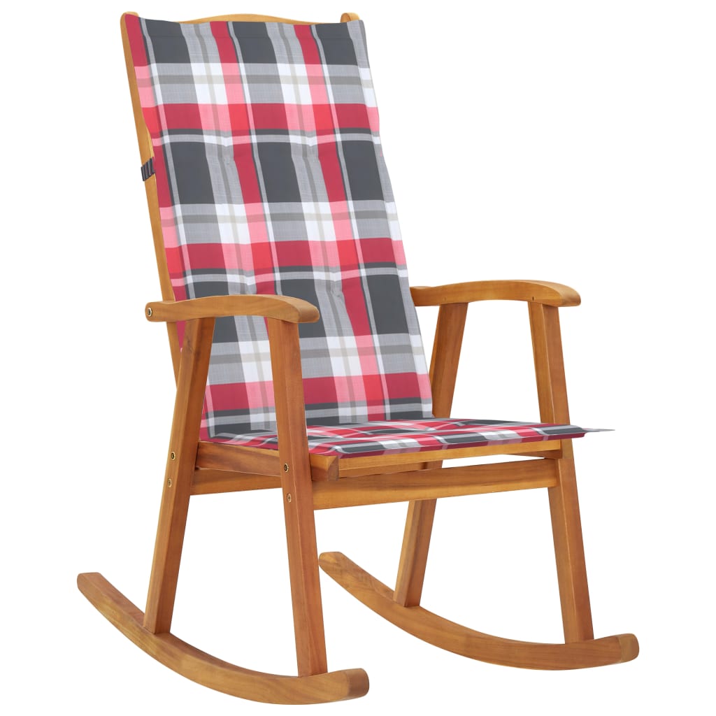 Rocking chair avec coussins en bois d'acacia massif