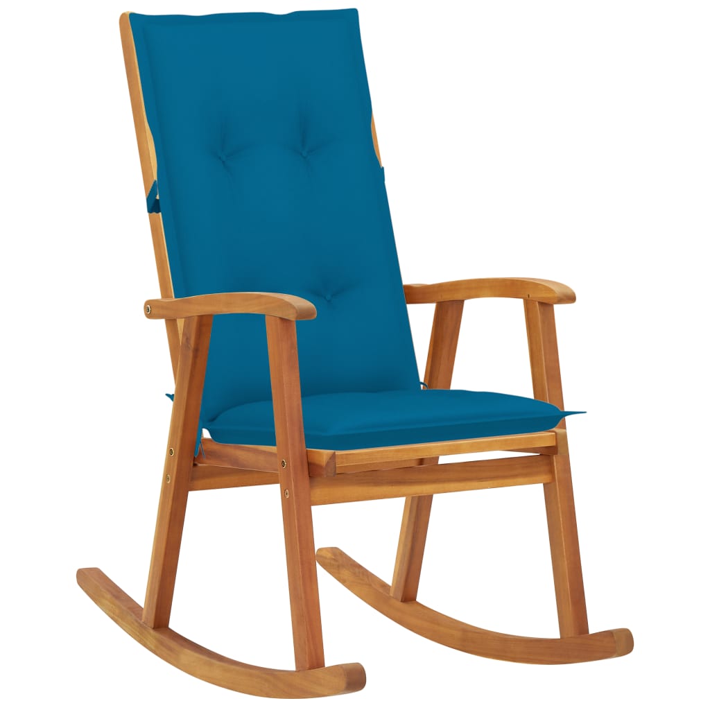 Rocking chair avec coussins en bois d'acacia massif