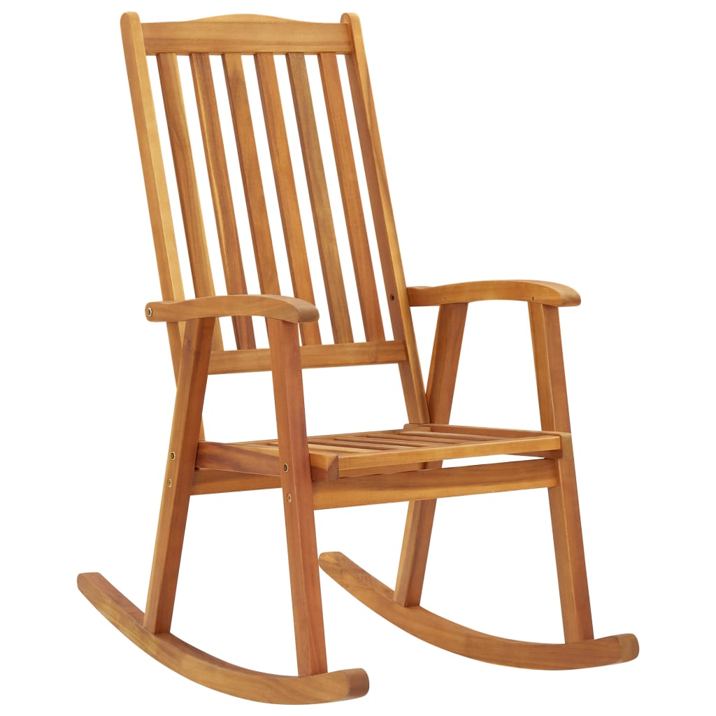 Rocking chair avec coussins en bois d'acacia massif