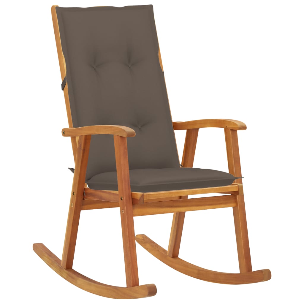 Rocking chair avec coussins en bois d'acacia massif