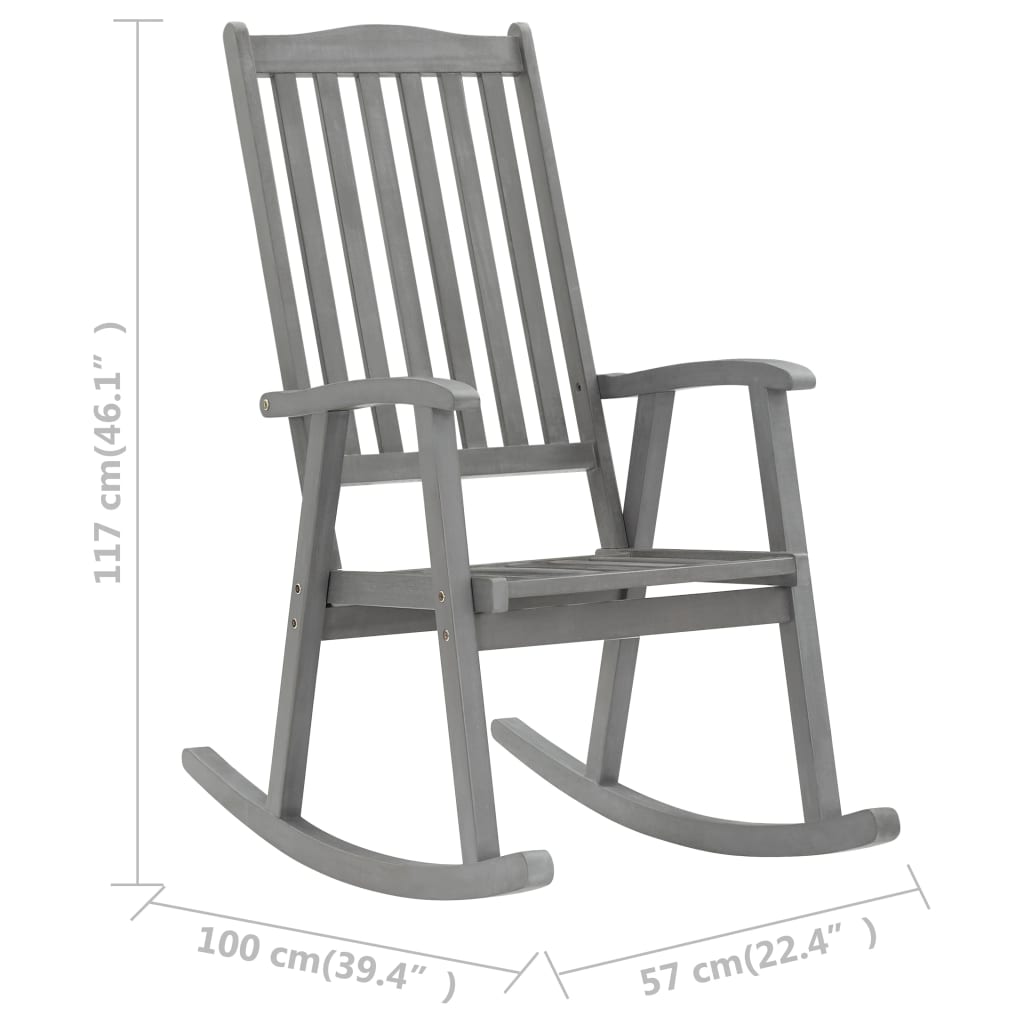 Rocking chair avec coussins en bois d'acacia massif