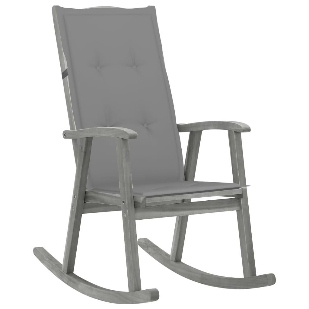 Rocking chair avec coussins en bois d'acacia massif