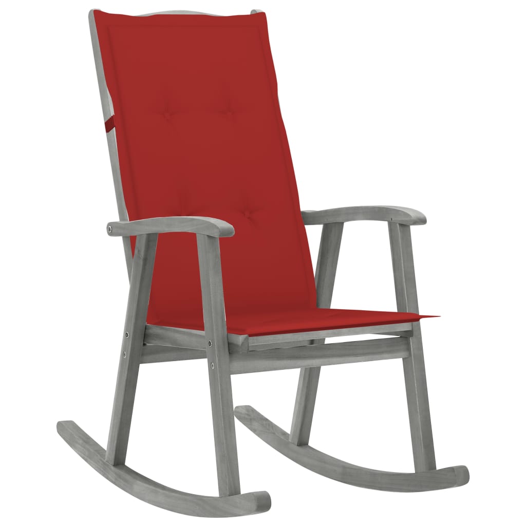 Rocking chair avec coussins en bois d'acacia massif