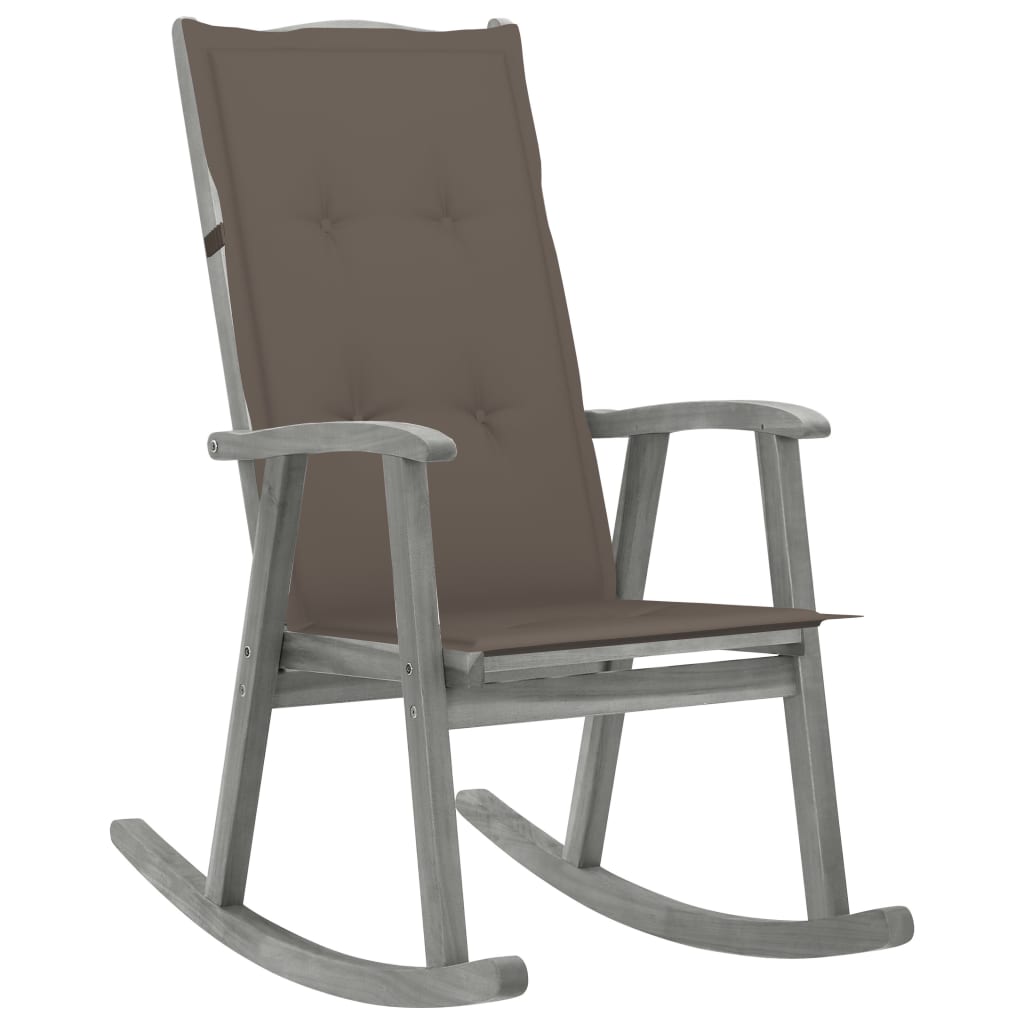 Rocking chair avec coussins en bois d'acacia massif