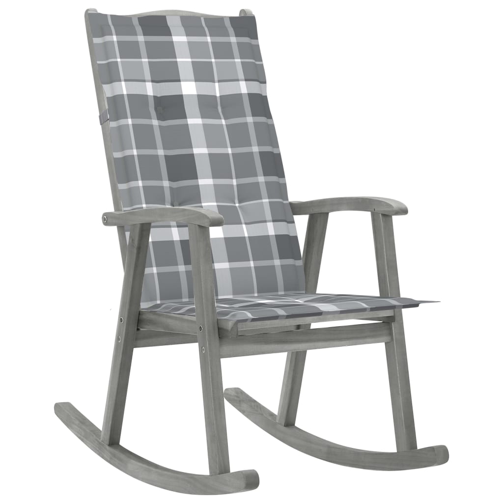 Rocking chair avec coussins en bois d'acacia massif