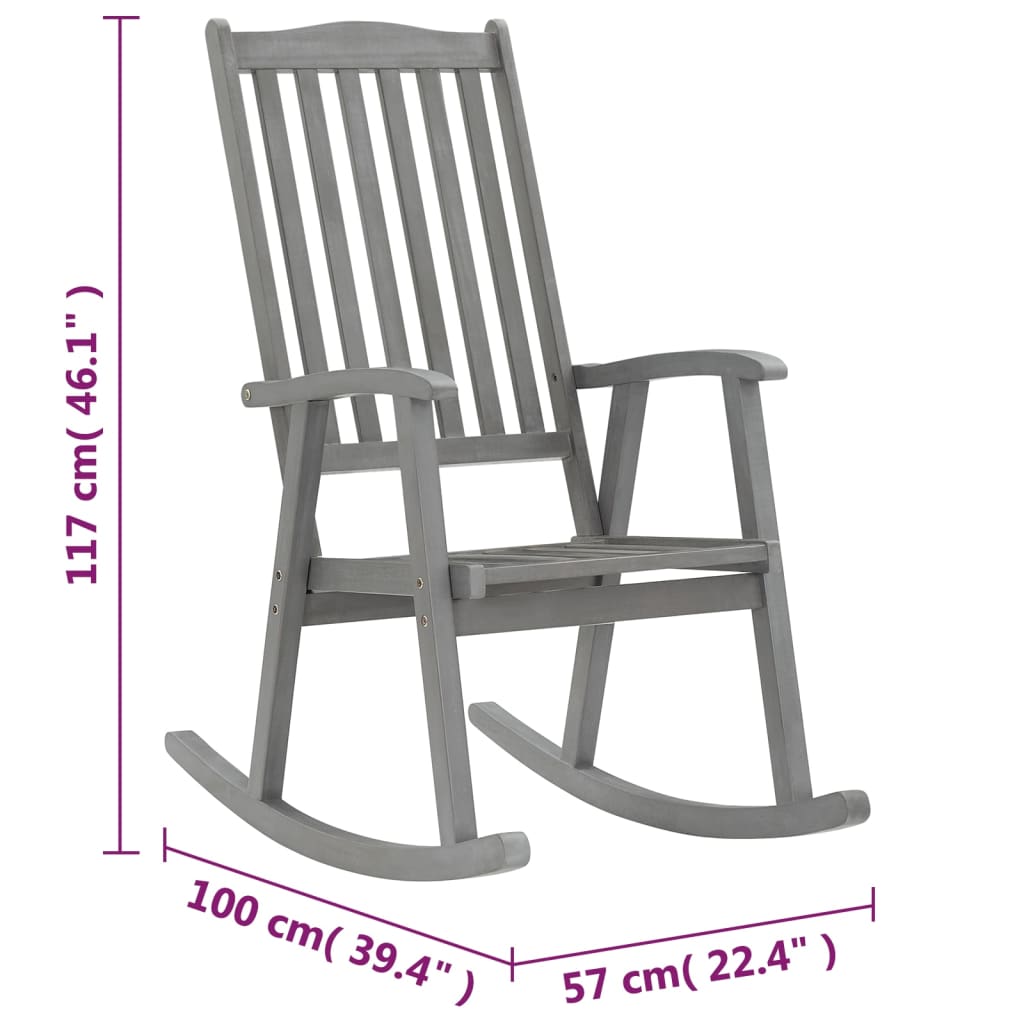 Rocking chair avec coussins en bois d'acacia massif