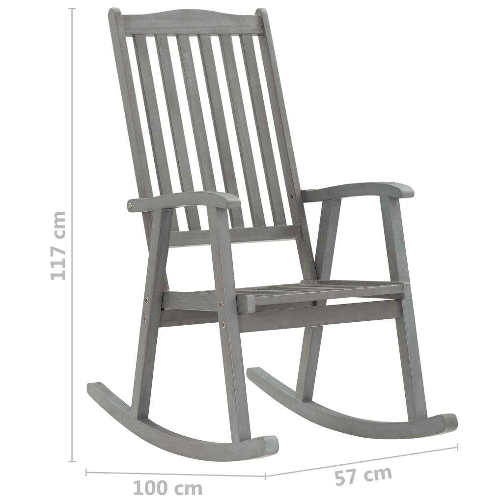 Rocking chair avec coussins en bois d'acacia massif