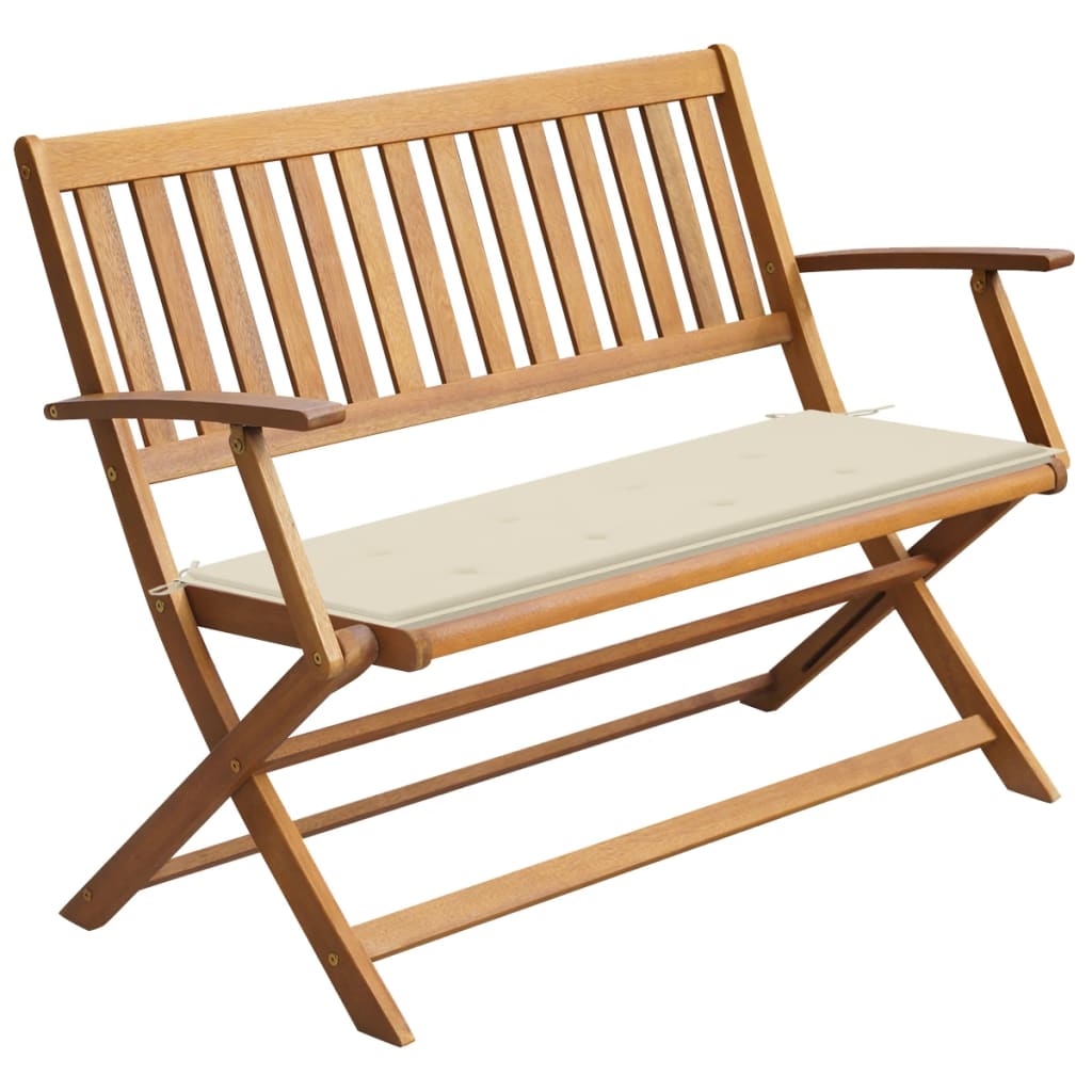 Banc de jardin avec coussin 120 cm en bois d'acacia massif