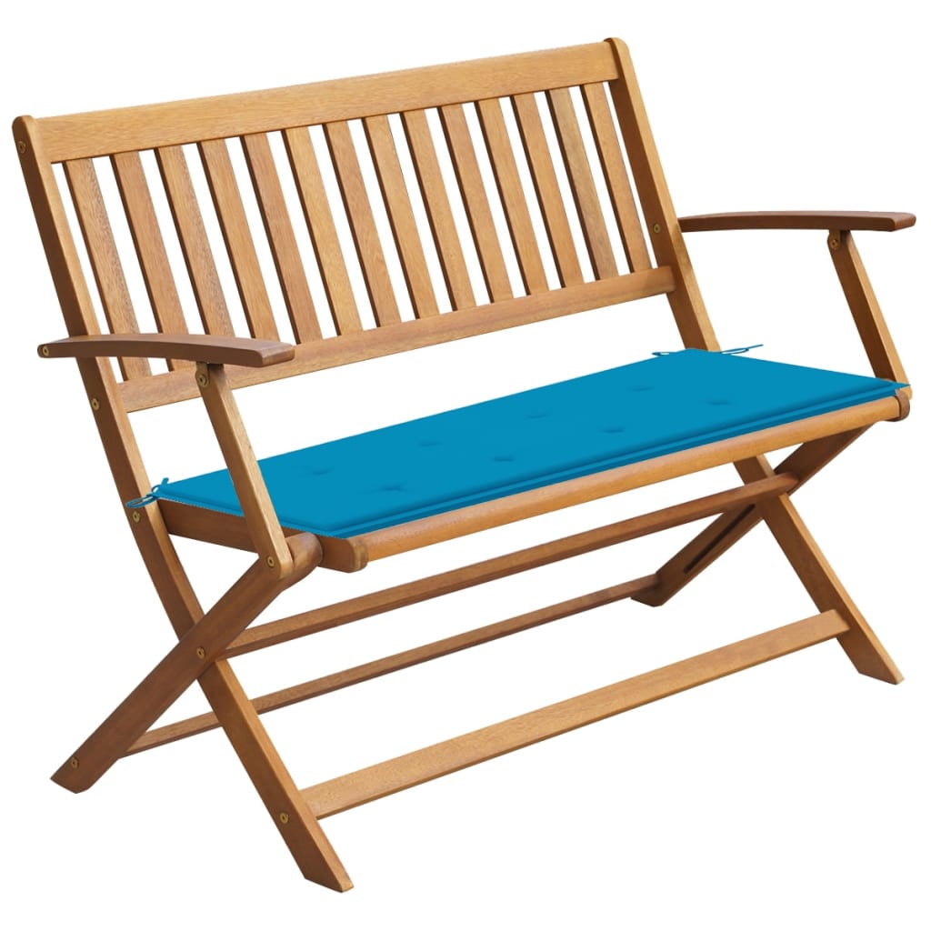 Banc de jardin avec coussin 120 cm en bois d'acacia massif