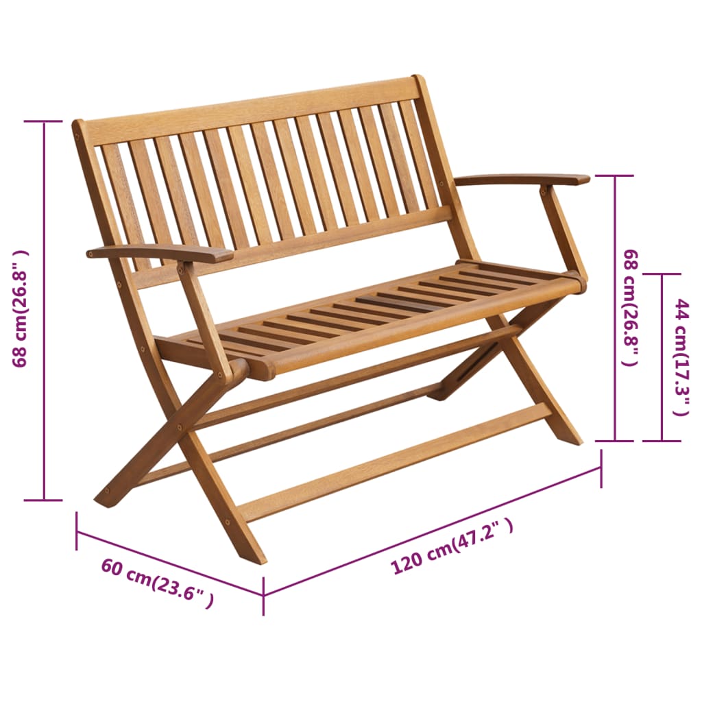 Banc de jardin avec coussin 120 cm en bois d'acacia massif