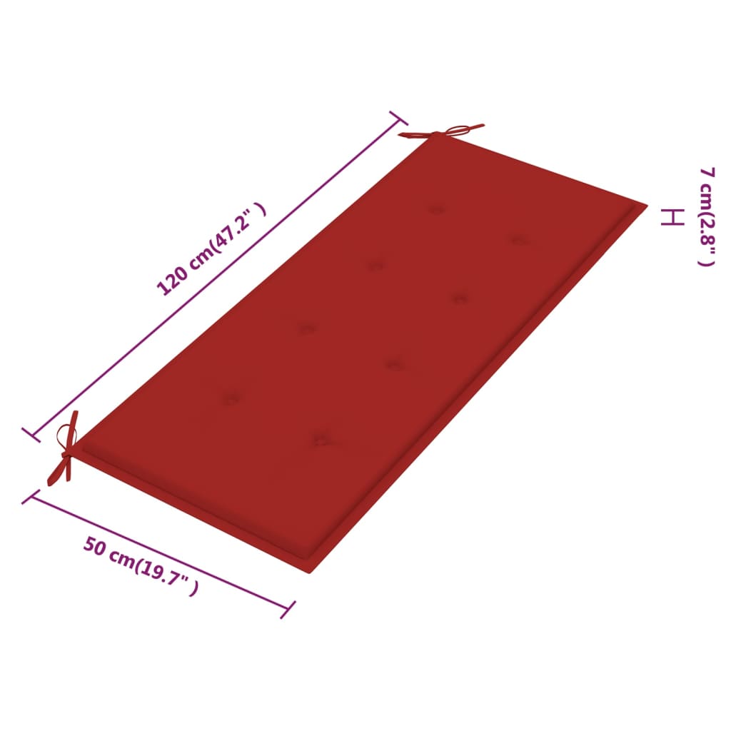 Tuinbank met kussen 120 cm massief acaciahout