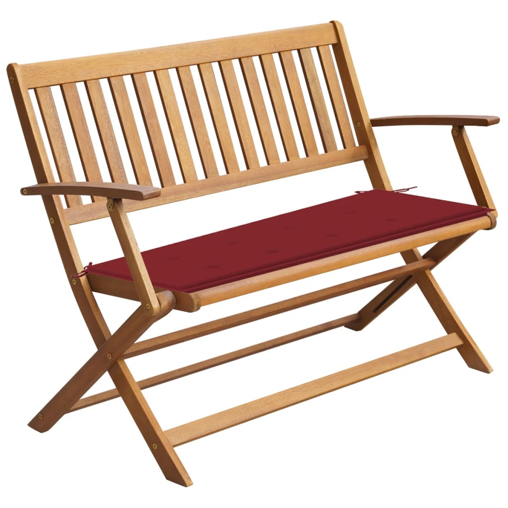 Banc de jardin avec coussin 120 cm en bois d'acacia massif