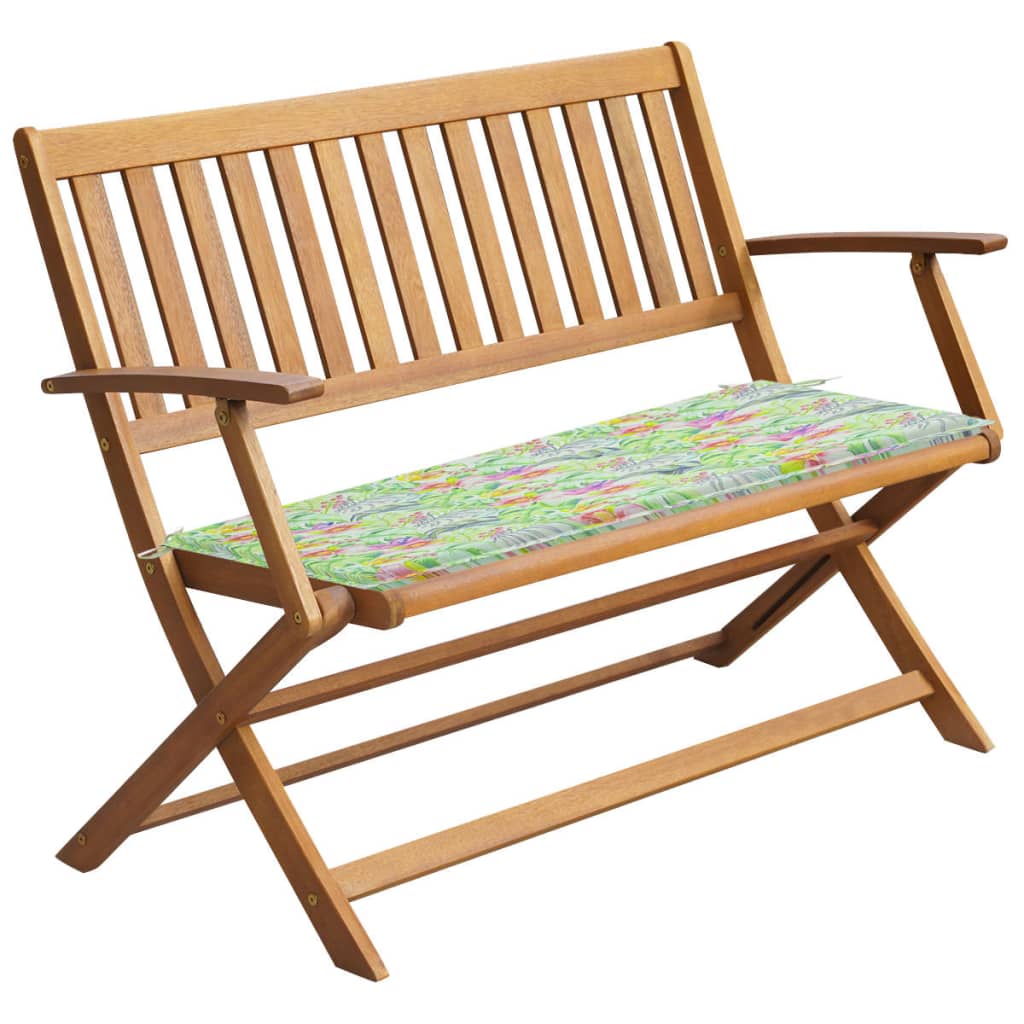 Banc de jardin avec coussin 120 cm en bois d'acacia massif