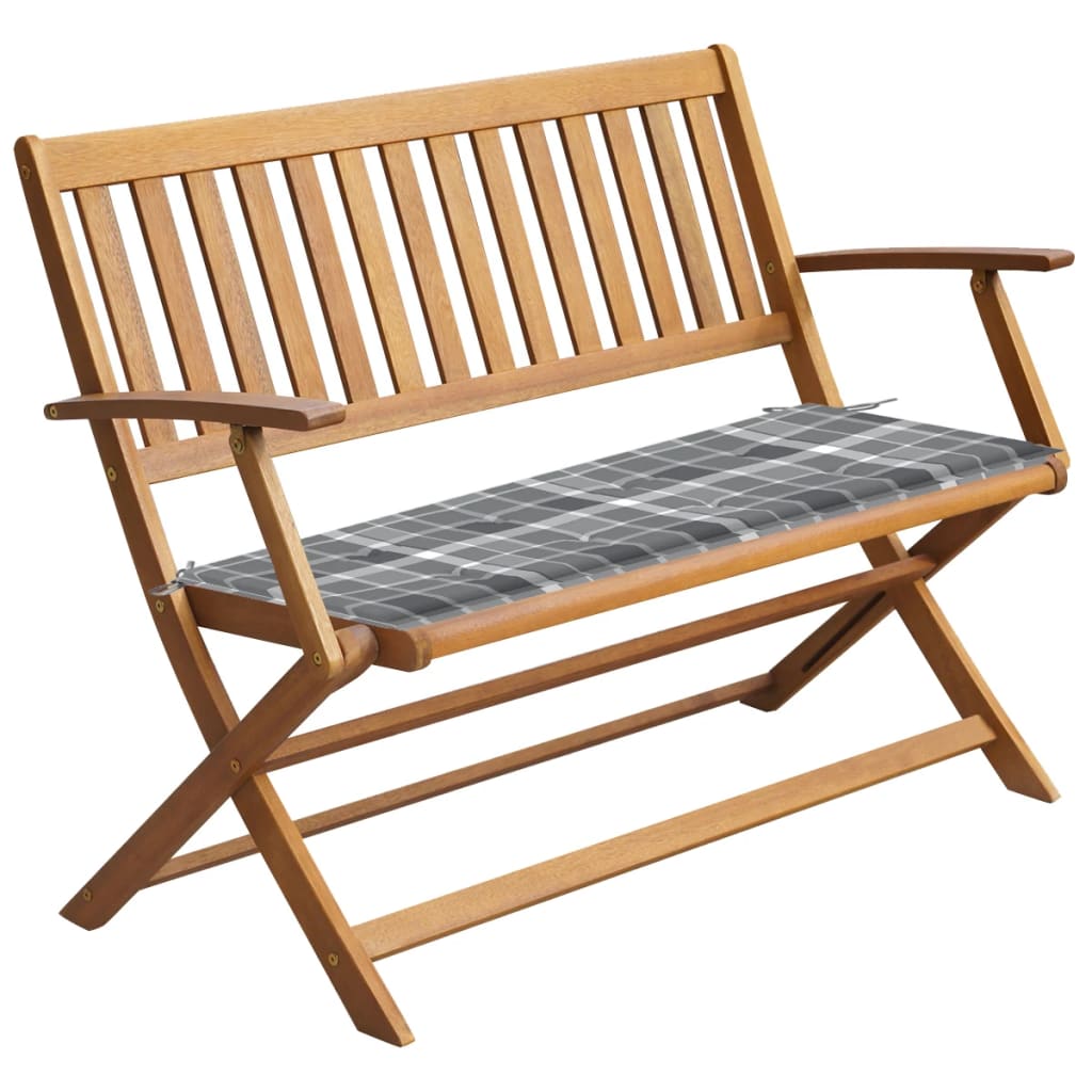 Banc de jardin avec coussin 120 cm en bois d'acacia massif