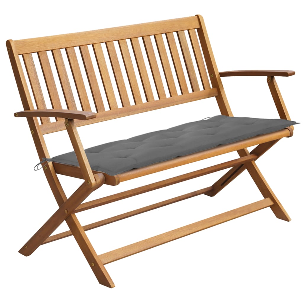 Banc de jardin avec coussin 120 cm en bois d'acacia massif