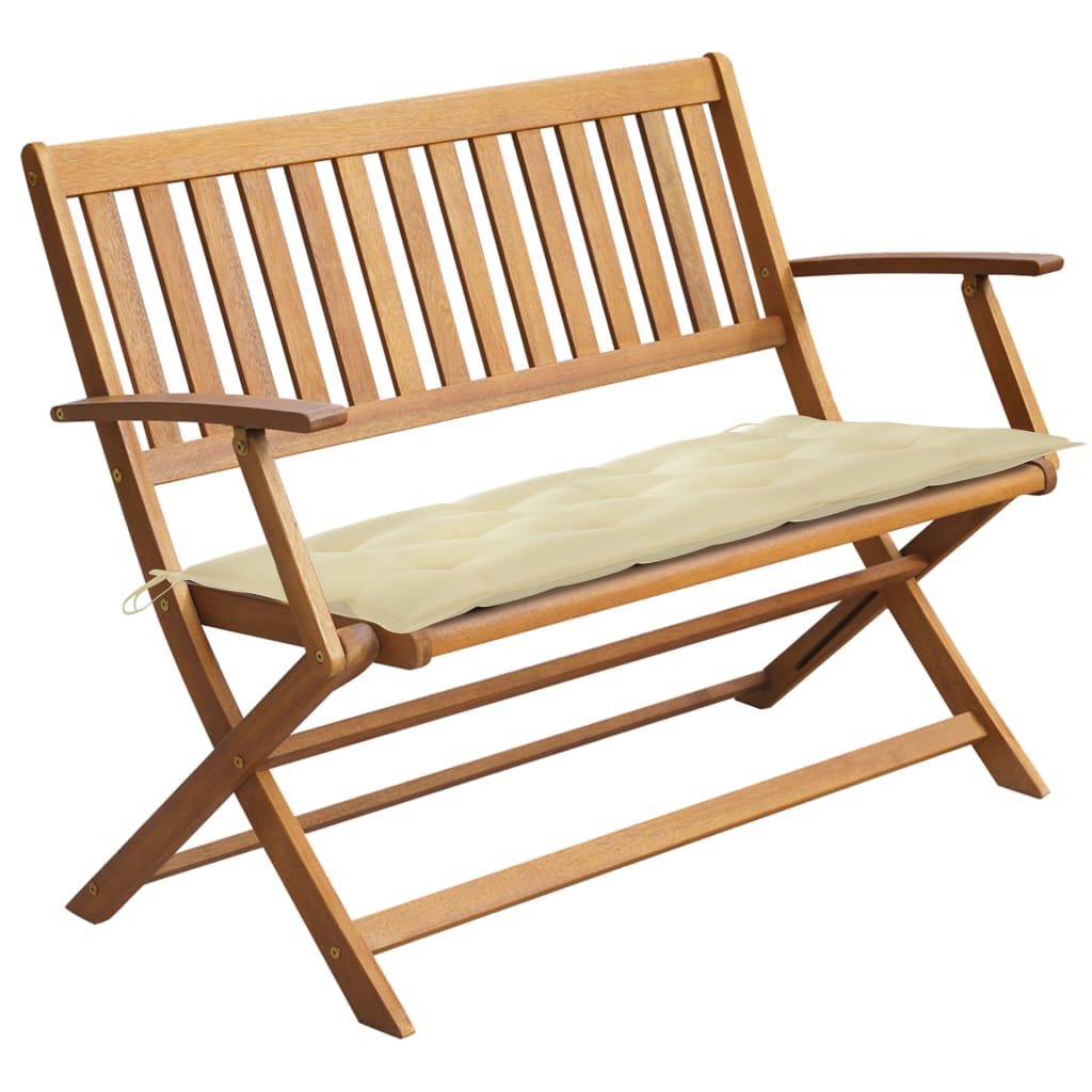 Banc de jardin avec coussin 120 cm en bois d'acacia massif