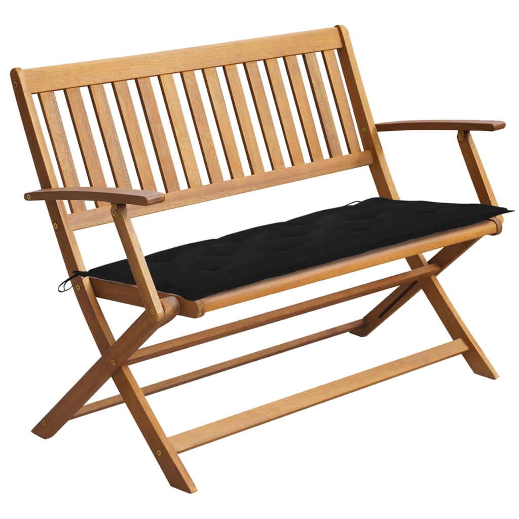 Banc de jardin avec coussin 120 cm en bois d'acacia massif