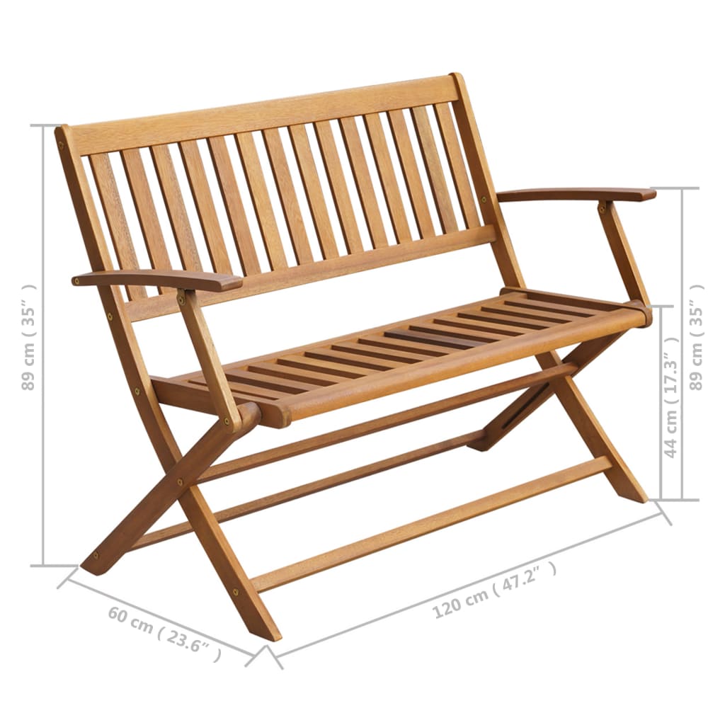 Banc de jardin avec coussin 120 cm en bois d'acacia massif