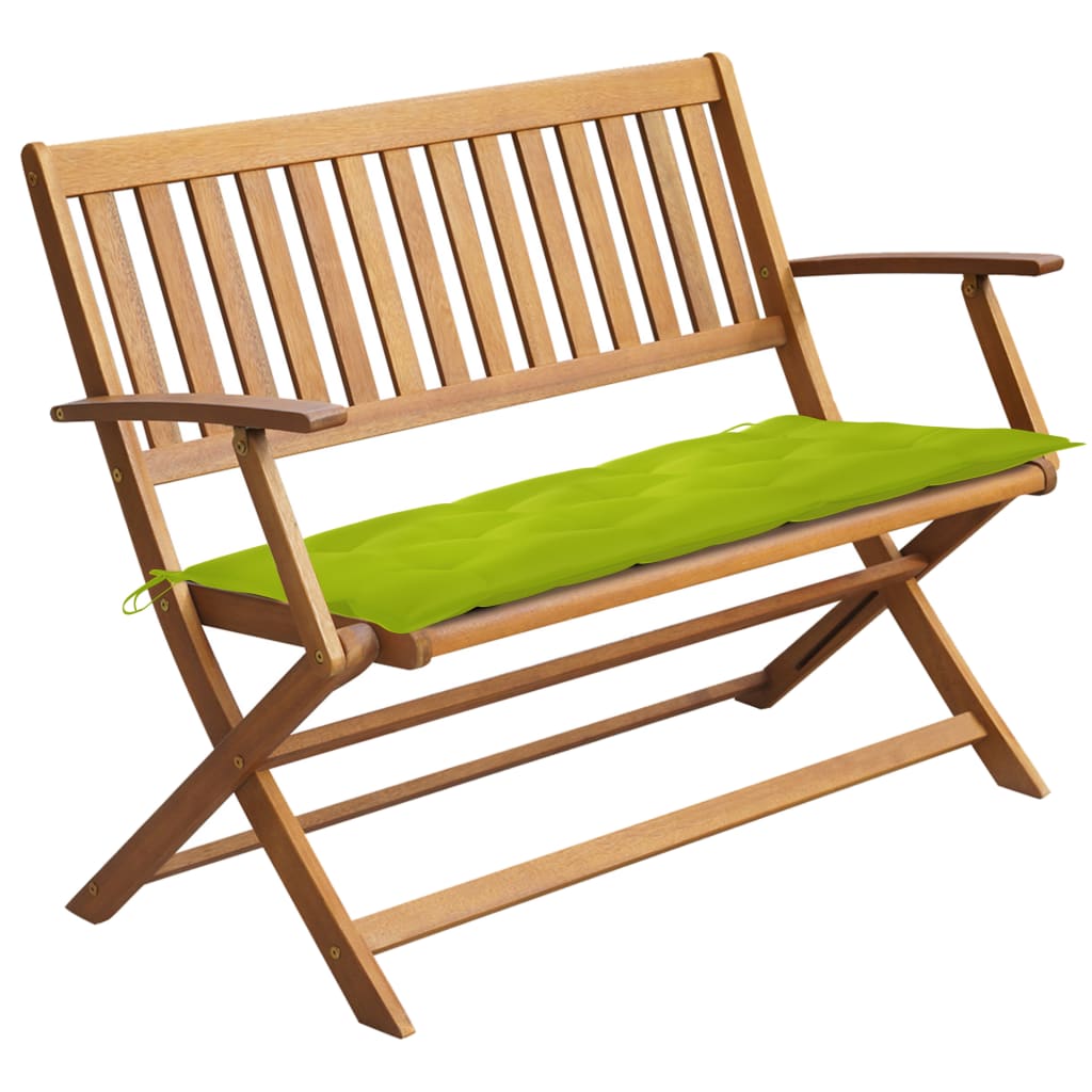 Banc de jardin avec coussin 120 cm en bois d'acacia massif