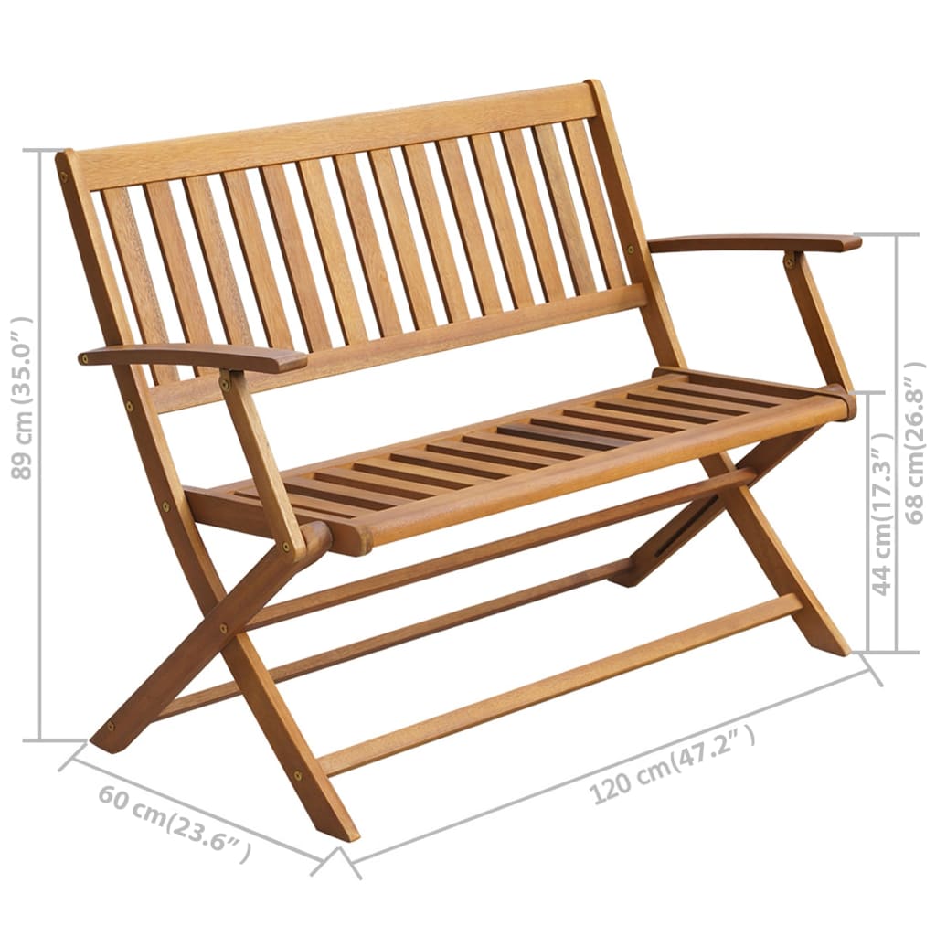 Banc de jardin avec coussin 120 cm en bois d'acacia massif