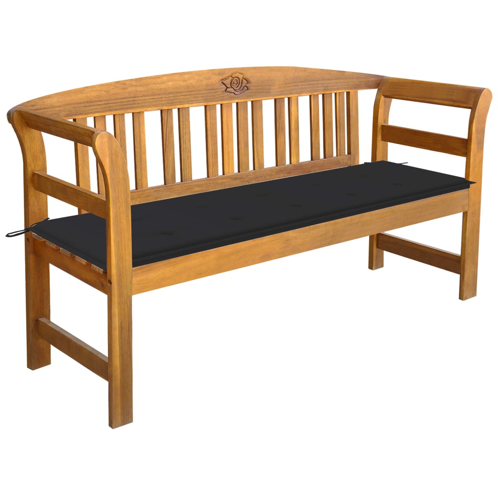 Banc de jardin avec coussin 157 cm en bois d'acacia massif