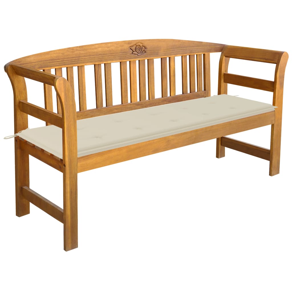 Banc de jardin avec coussin 157 cm en bois d'acacia massif