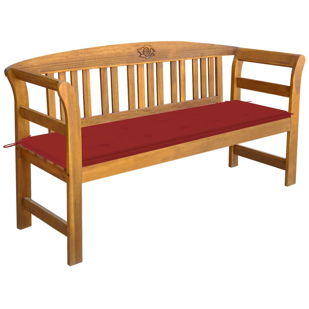 Banc de jardin avec coussin 157 cm en bois d'acacia massif