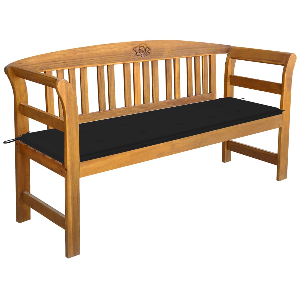 Banc de jardin avec coussin 157 cm en bois d'acacia massif