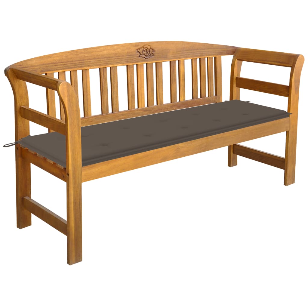 Banc de jardin avec coussin 157 cm en bois d'acacia massif