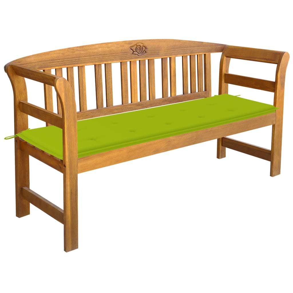 Banc de jardin avec coussin 157 cm en bois d'acacia massif