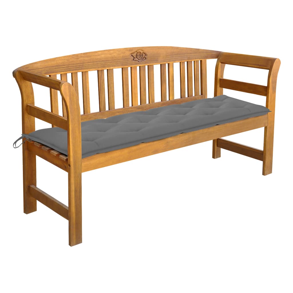 Banc de jardin avec coussin 157 cm en bois d'acacia massif