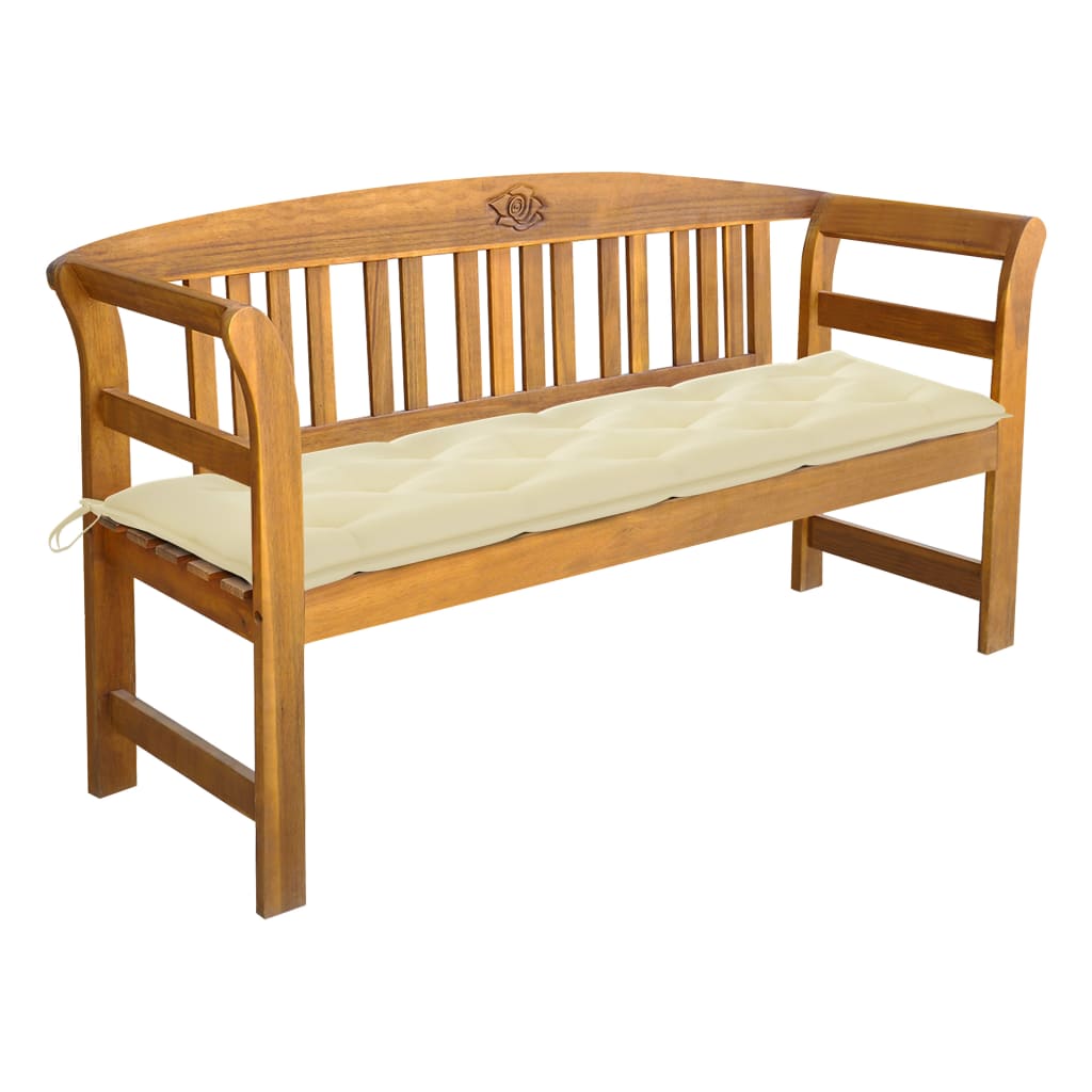 Banc de jardin avec coussin 157 cm en bois d'acacia massif