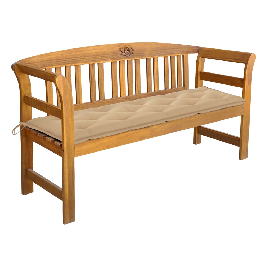 Banc de jardin avec coussin 157 cm en bois d'acacia massif