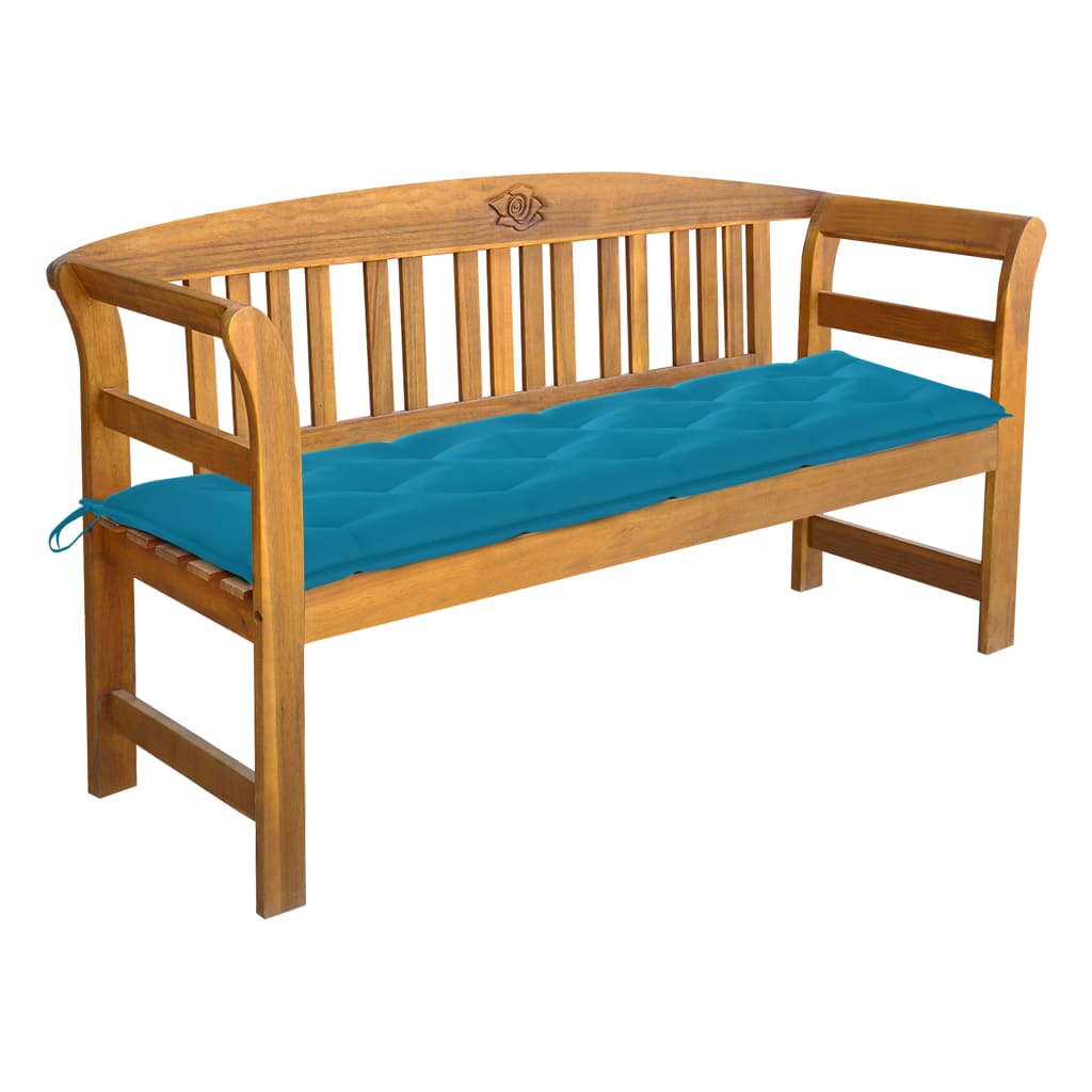 Banc de jardin avec coussin 157 cm en bois d'acacia massif