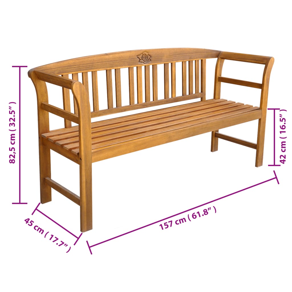 Banc de jardin avec coussin 157 cm en bois d'acacia massif